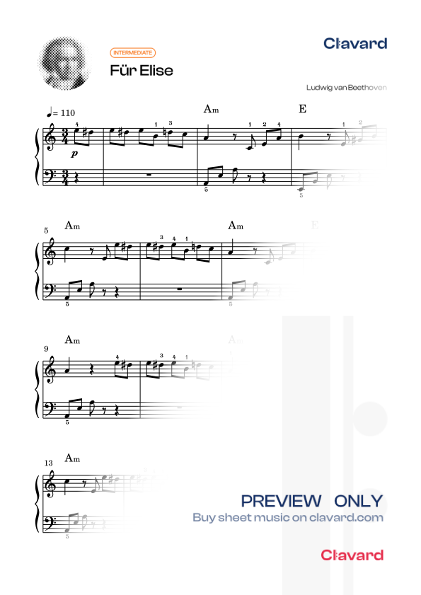 F r Elise from Ludwig van Beethoven Clavard